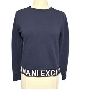 Armani‎ Exchange A|X Logo Sweatshirt Blue Crewneck Pullover Cotton Blend Medium
